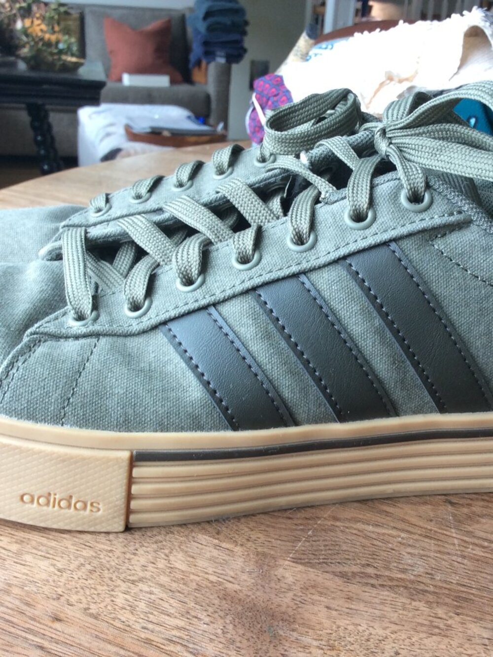 Adidas Trainers, Khaki Green, Size 8